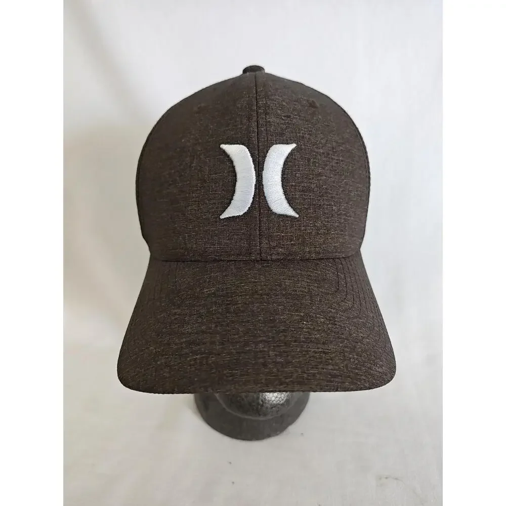 Hurley Men's Hat Brown Gray Yupoong Baseball Cap Flexfit S/M‎ Embroidered Logo